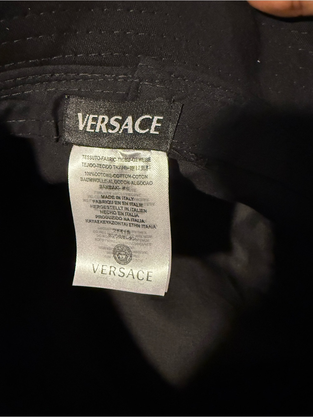 Versace Black Bucket Hat with Gold Logo Embroidery image 4
